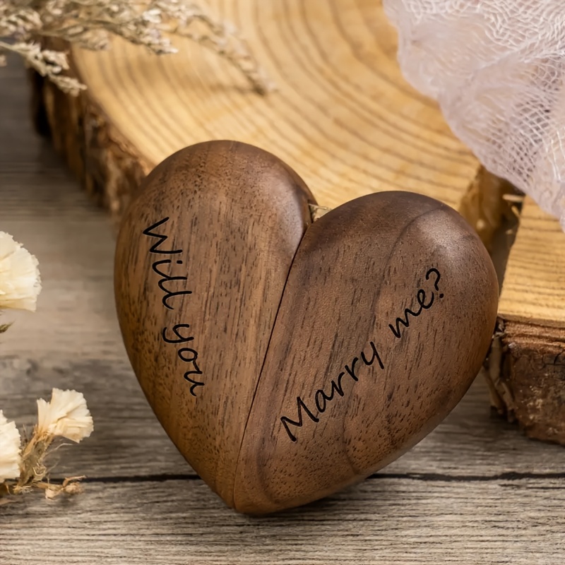 Wooden Proposal Ring Box, Customizable